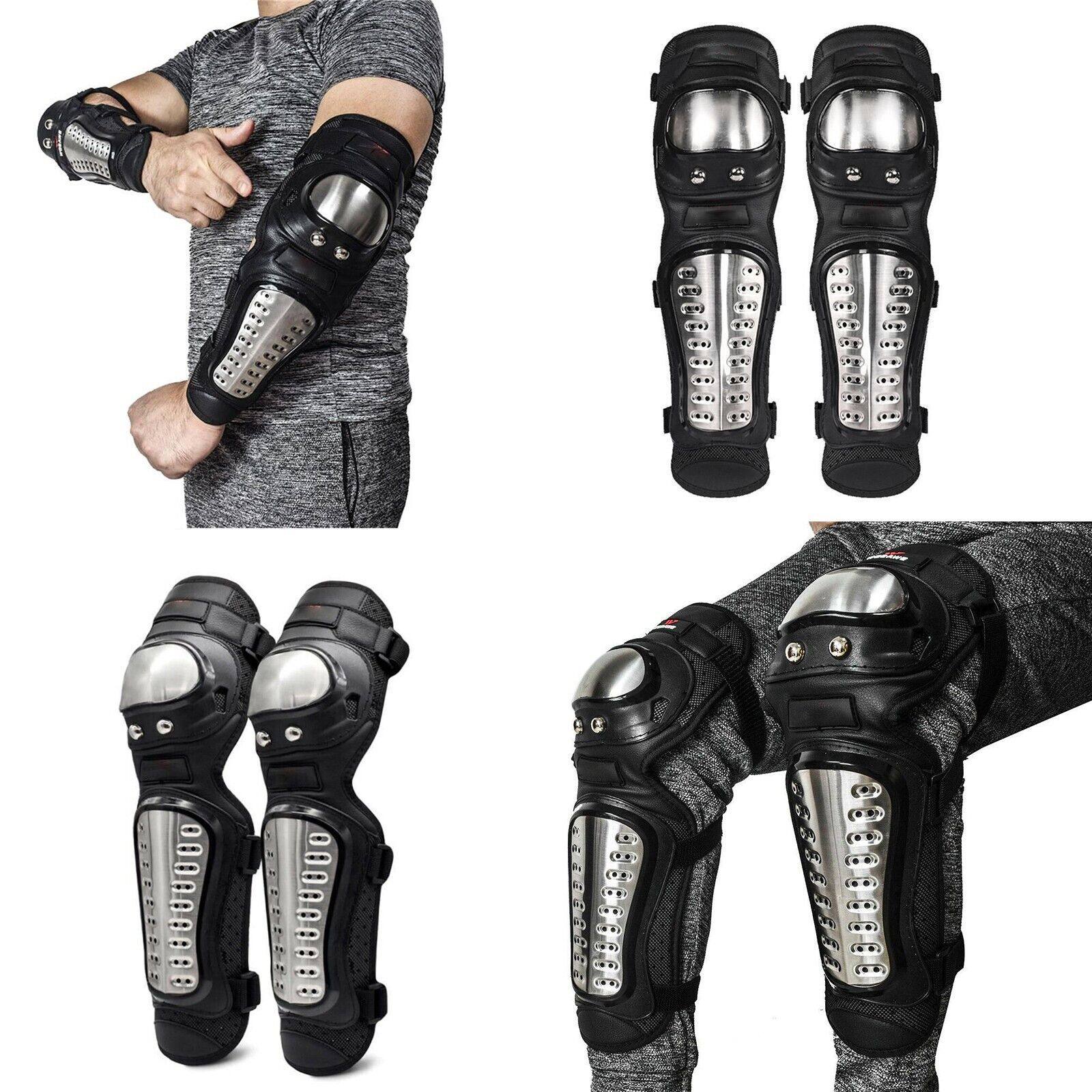 4P Set Bicycle Motor Alloy Steel Motocross Elbow Knee Shin Guard Pad TDRMOTO