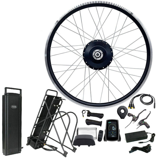 750W 24" Front Hub 48V 15Ah Rear Rack Battery Electric Bike Conversion Kit