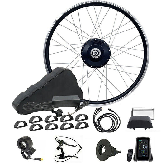 28"/29'/700C' 48V 500W Front Wheel Hub Motor Conversion Electric Bike Bicycle Kit Triangle Battery