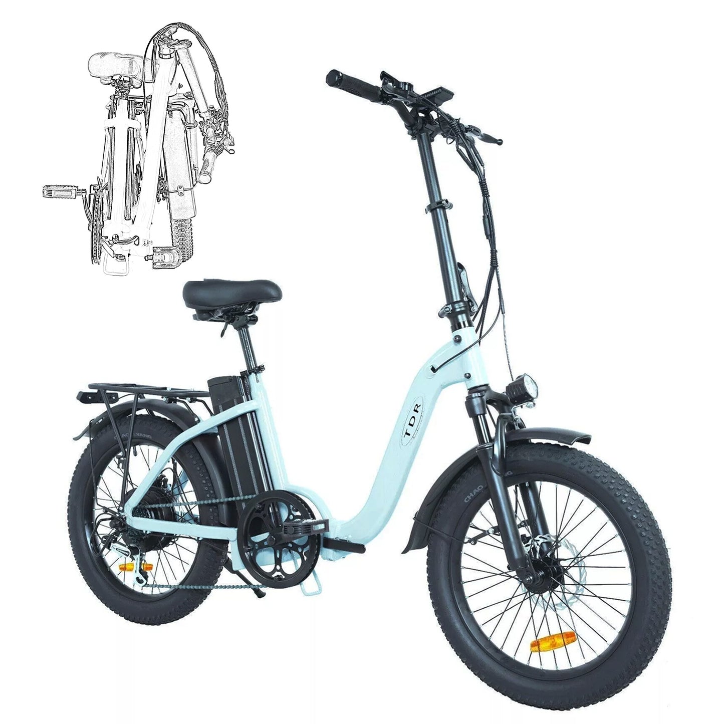 TDR 500W Fold Electric Bike 20''Bicycle Commuter E-Bike White