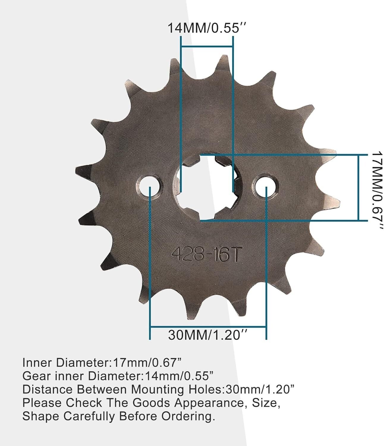 428 16T 17mm Front Sprocket