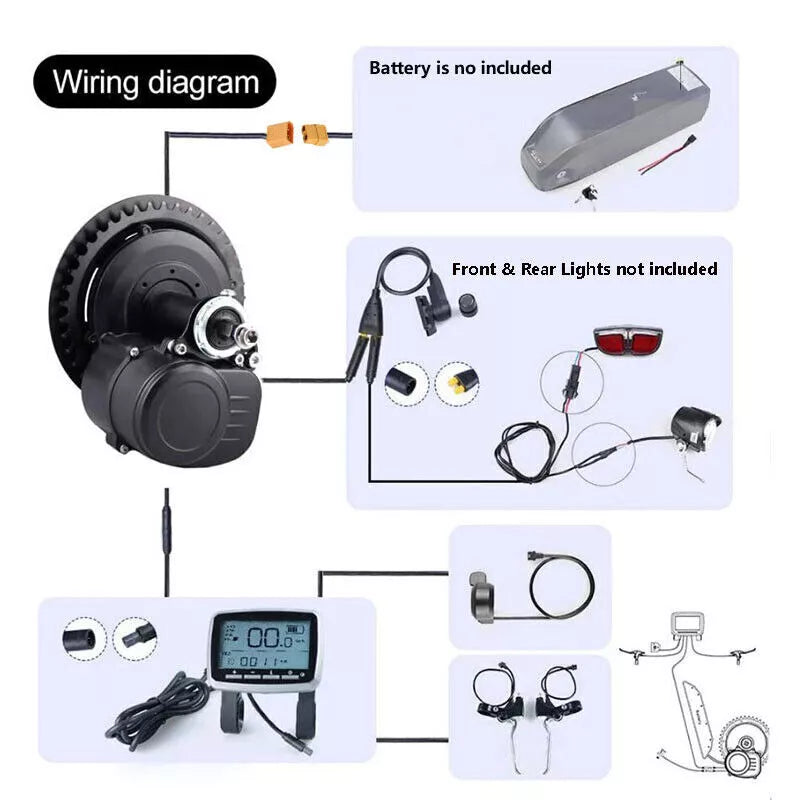 500W 48V TongSheng TSDZ2B Mid Drive Electric Bike Conversion Kit (Battery & Charger Not Included)