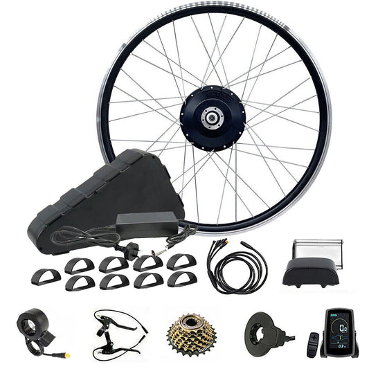 28"/29'/700C' 48V 500W Rear Wheel Hub Motor Conversion Electric Bike Bicycle Kit Triangle Battery
