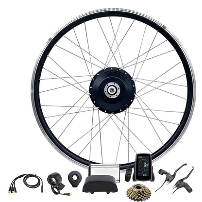 28"/29'/700C' 48V 500W Rear Wheel Hub Motor Conversion Electric Bike Bicycle Kit Triangle Battery