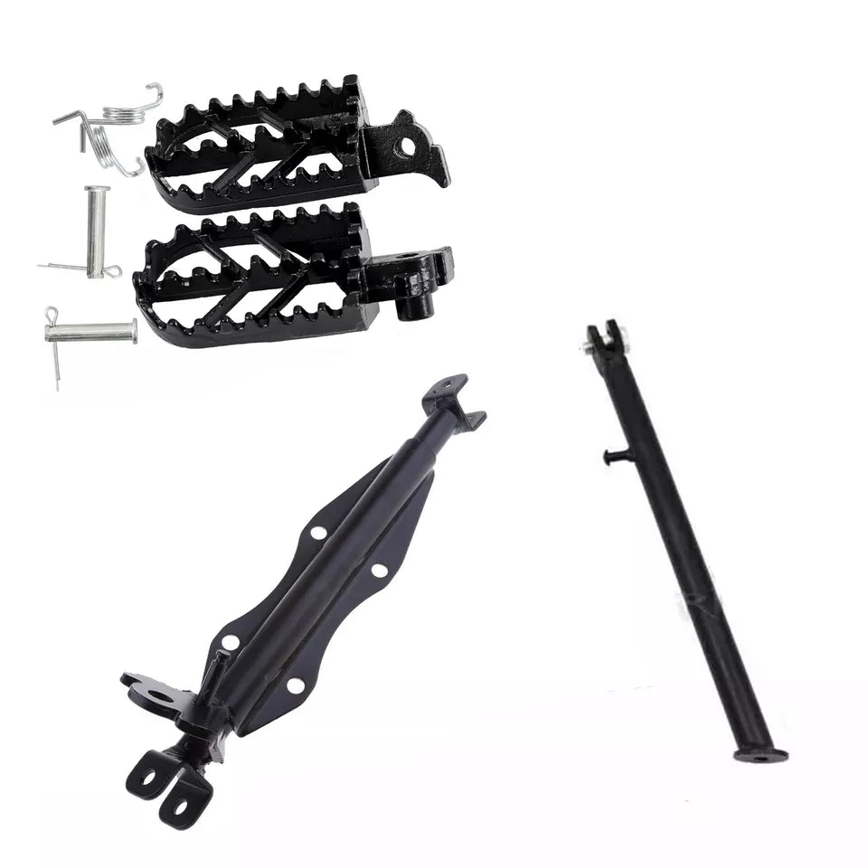 Footpegs & Stand & Footpegs Mount Bracket For 110cc 125cc Dirt Bike Off Road ATV