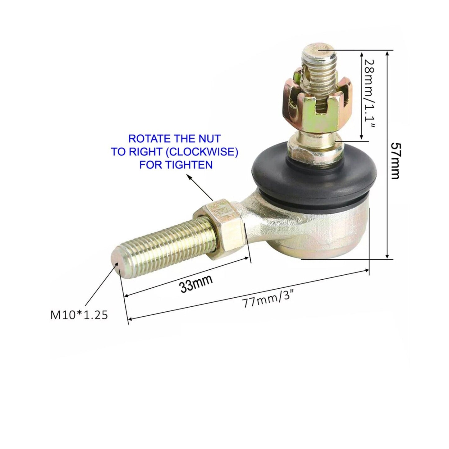 10mm Bolt Tie Rod End Ball Joiner for 110 125cc 150cc Quad Bike ATV Buggy GoKart