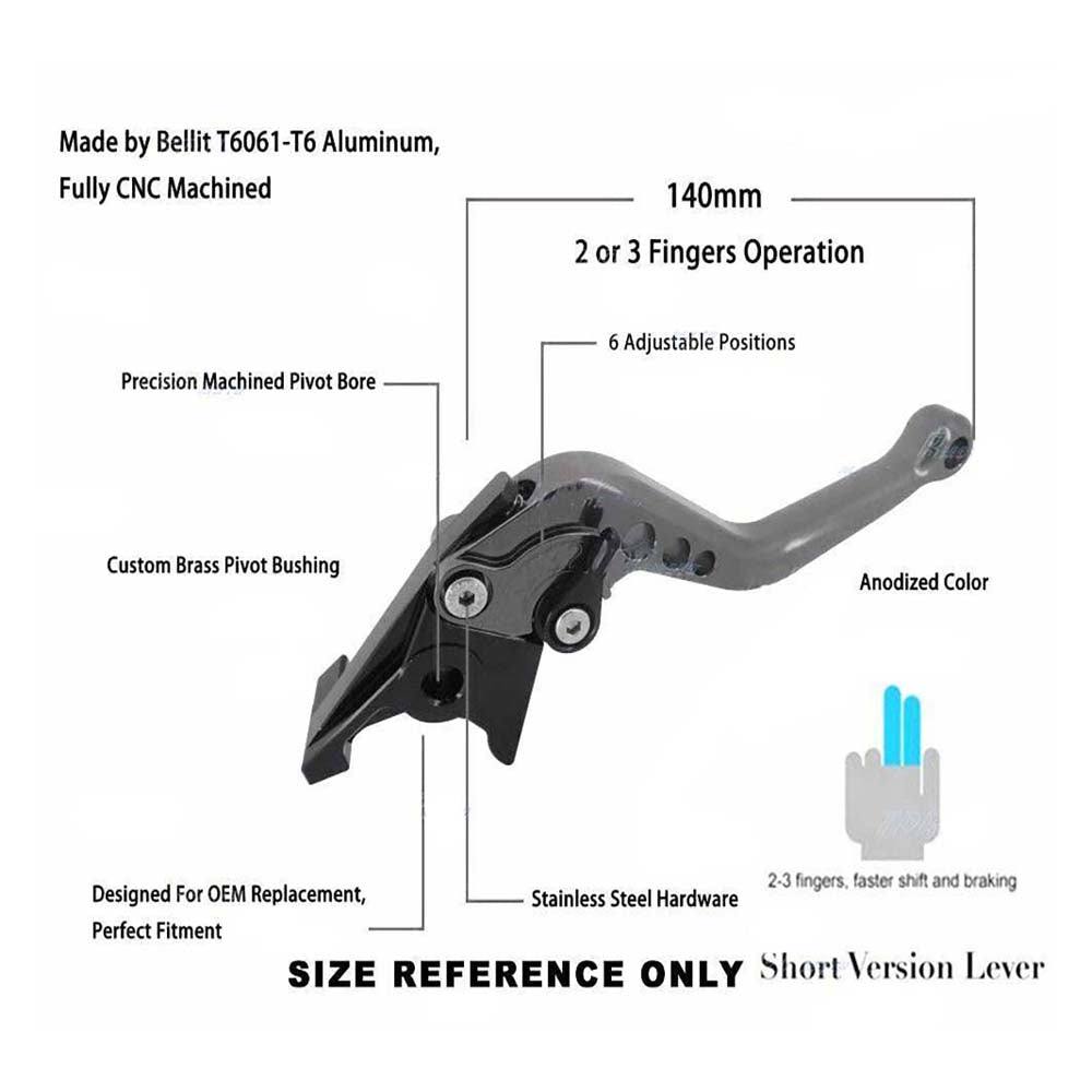 Short Clutch & Brake Lever Set For Kawasaki Z750 (not Z750S model) 2007-2011 - TDRMOTO