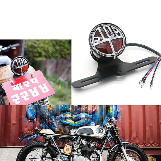 Universal “STOP” Face Brake Light, Vintage Motorcycle Bulb Light Tail ...