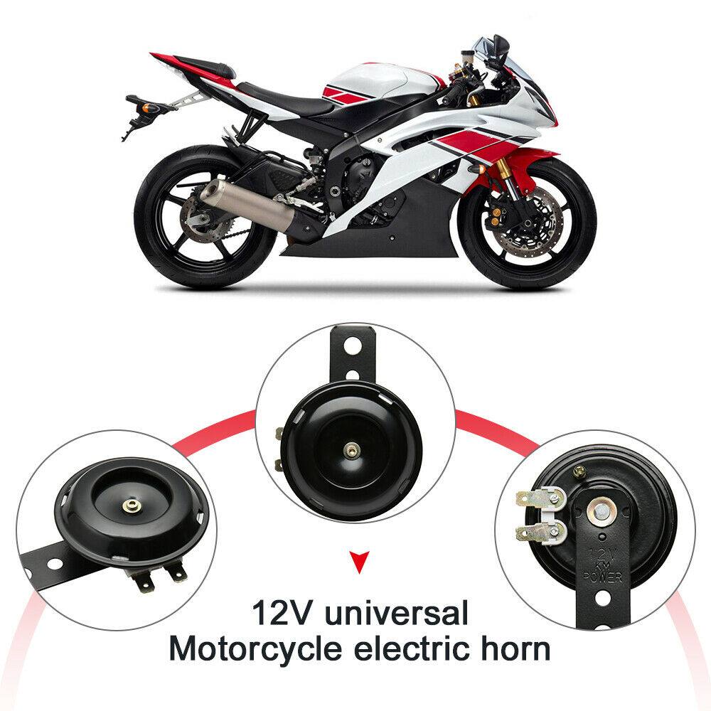 Compact Motor Bike Electric Horn Black 105dB 12 volt Motorcycle Loud w/ Bracket - TDRMOTO