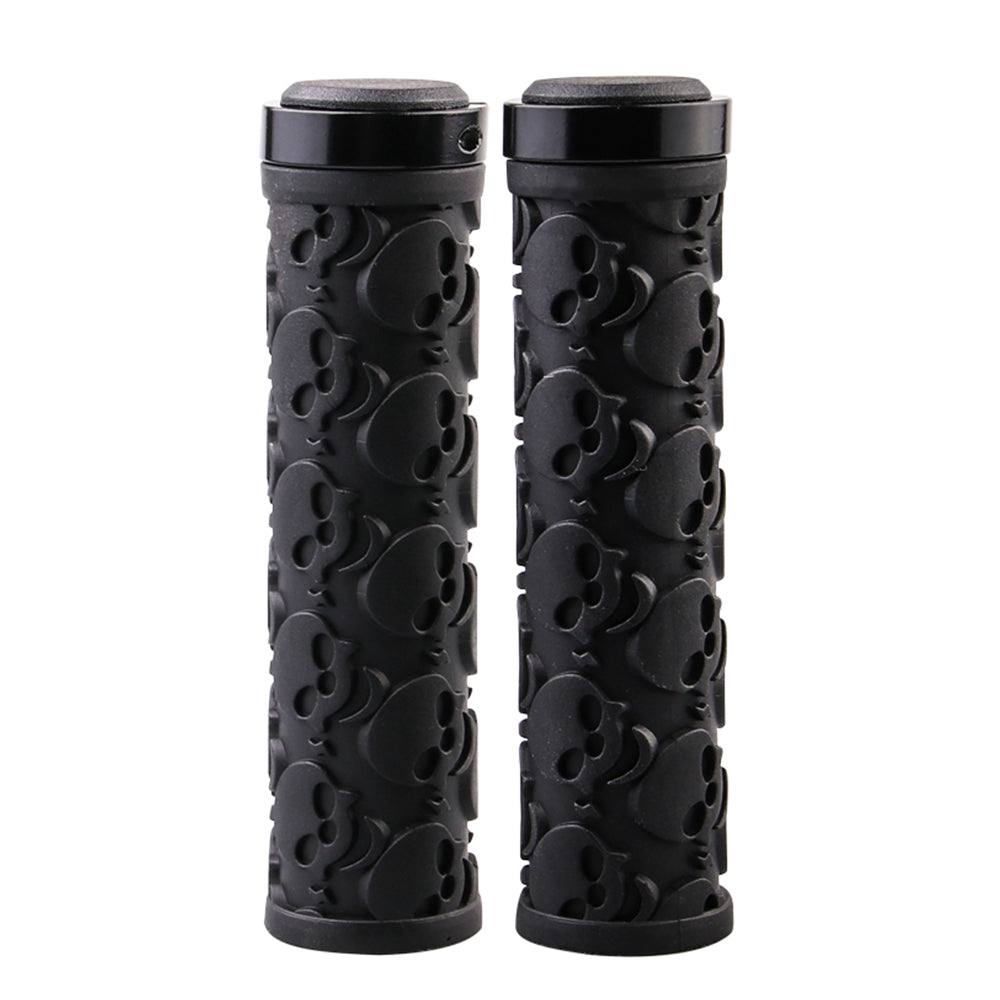 2Pcs Black Skull Anti-Slid Rubber Bicycle Bike Handlebars Handle Bar Grips - TDRMOTO