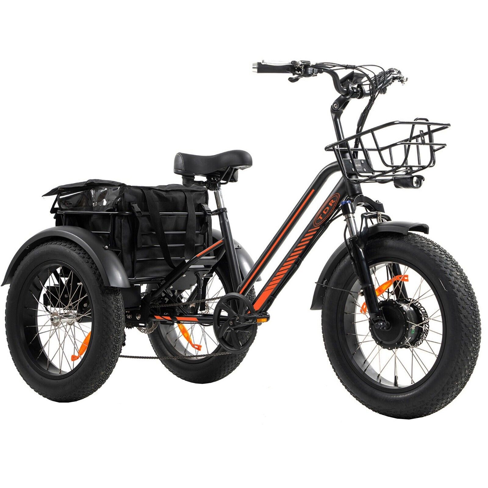 Three wheel bike store with electric motor