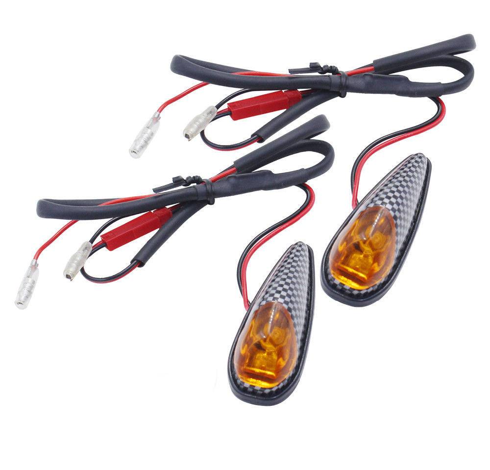 4x Flush Mount Motorcycle Bike LED Turn Signal Amber Light Carbon Indicator Lamp - TDRMOTO