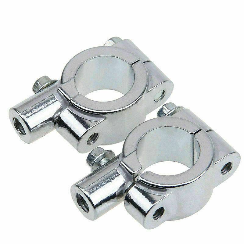 Universal Motorbike Motorcycle Chrome Mirror mounts For 22mm Bars 8mm ...