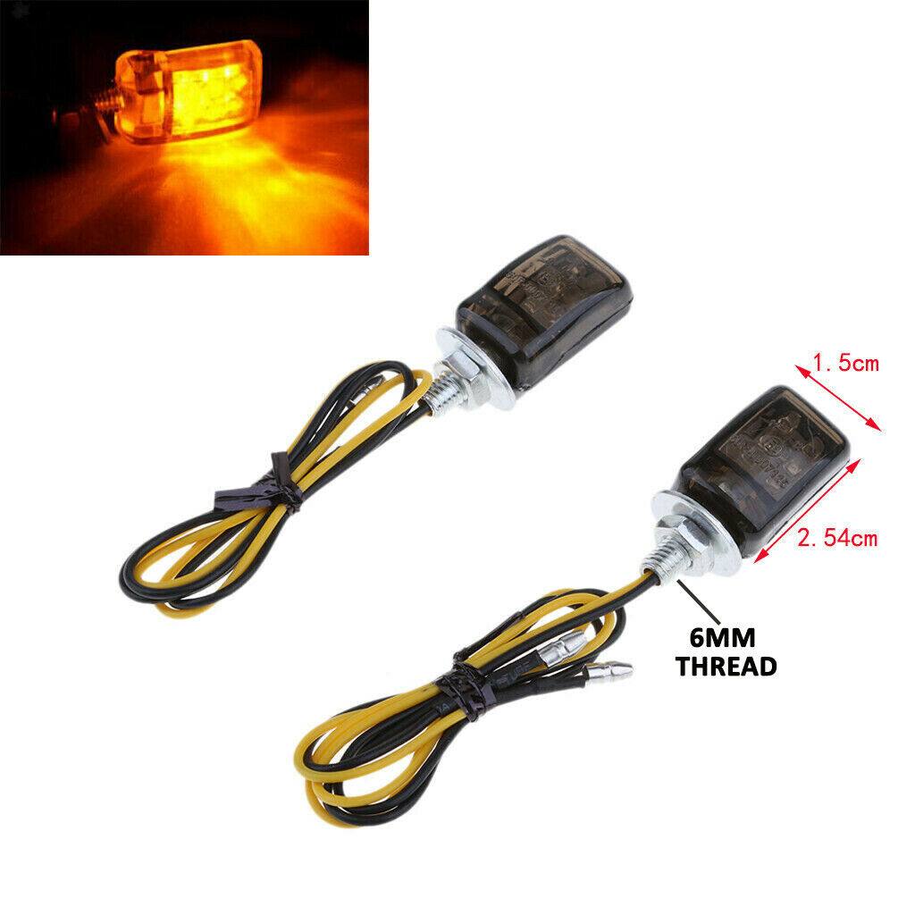 2 x 6mm Universal Motorcycle LED Black Micro Mini Tiny Small Indicators Turn Signals - TDRMOTO