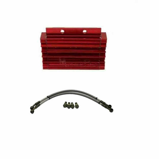 Red CNC Lifan Engine Oil Cooler + Brake Line 138/140/150cc Motovert Atomik Thump - TDRMOTO