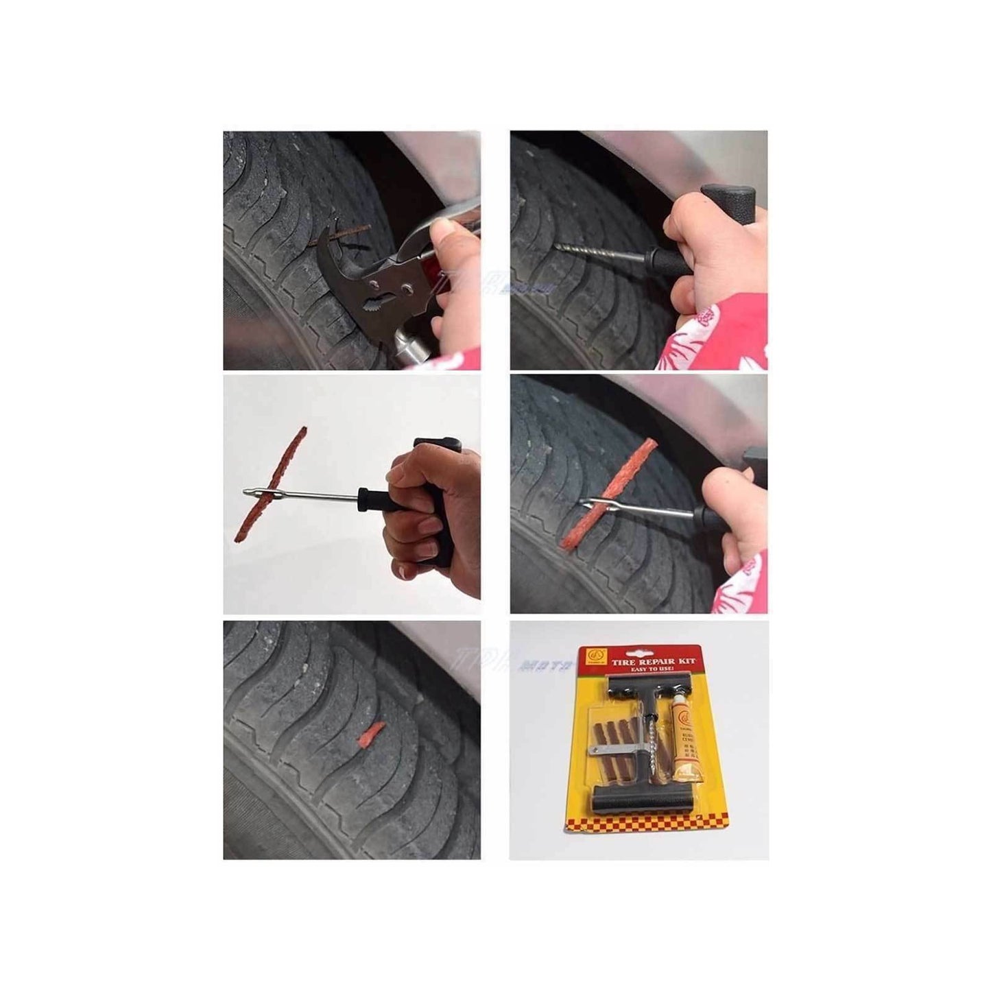 2 x Tyre Puncture Nail Repair Tool 9 Piece Tire 4X4 4WD Off Road Tubeless Auto - TDRMOTO