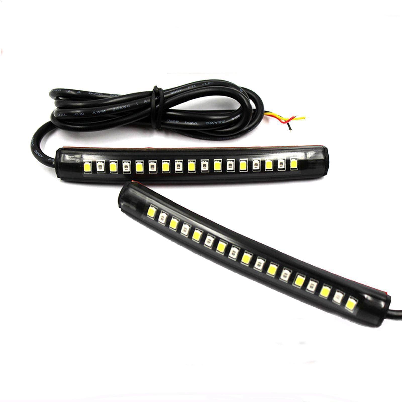 2pcs Car Motorcycle 17 LED Strip Light Tail Turn Signal Indicator