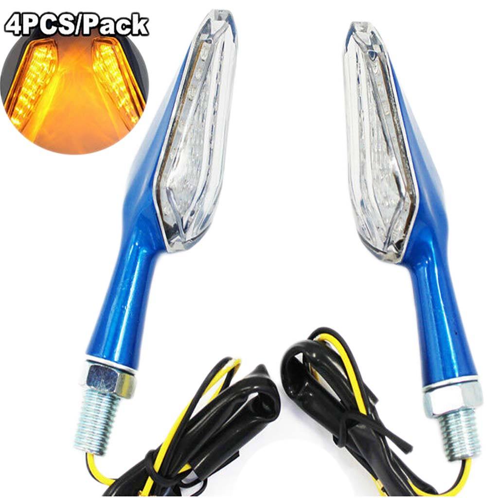 2Pairs 12V 10mm Bolt Blue Motorcycle LED Indicators Turn Signals Blinkers - TDRMOTO