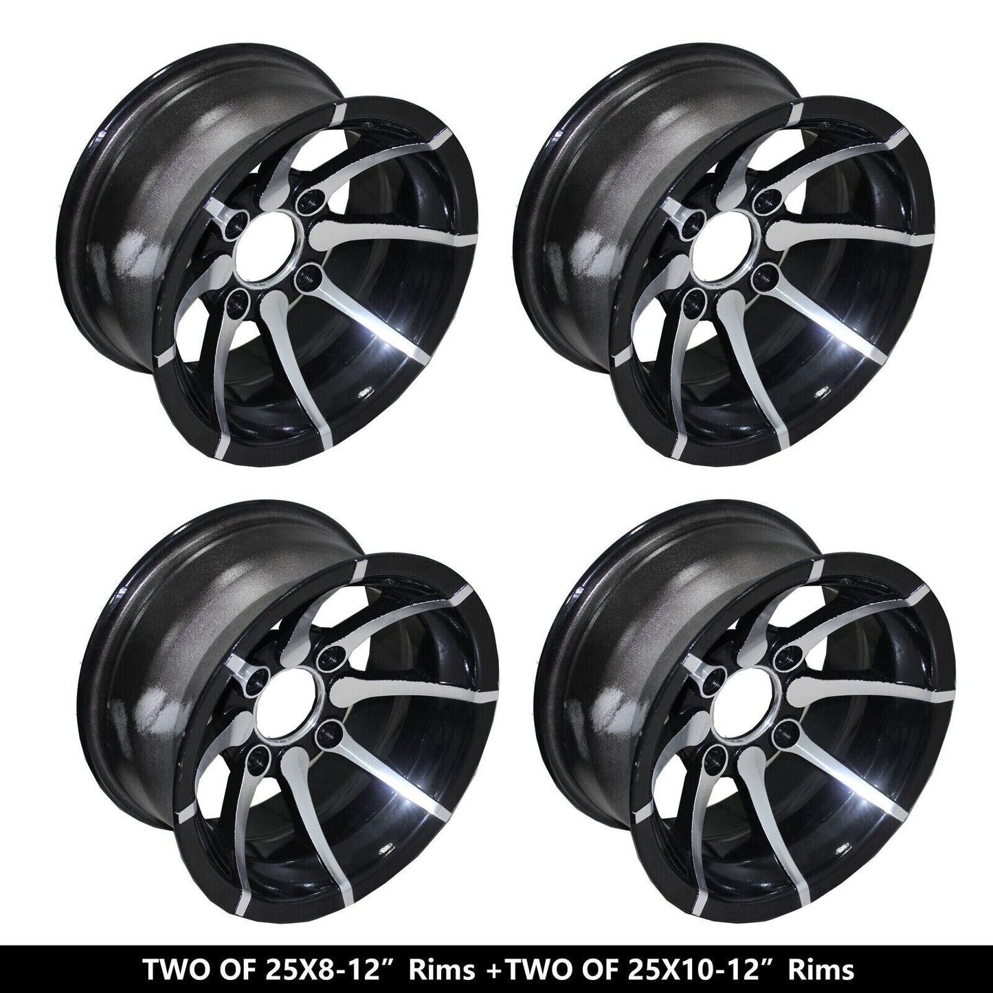 2pcs 25x8-12" & 2pcs 25x10-12" ALLOY Rim For Quad ATV Buggy Off Road Farm Dirt Bike